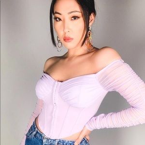 Off the should long sleeve blouse